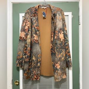 Solitaire Anthropologie faux-suede open-front floral jacket Sz large